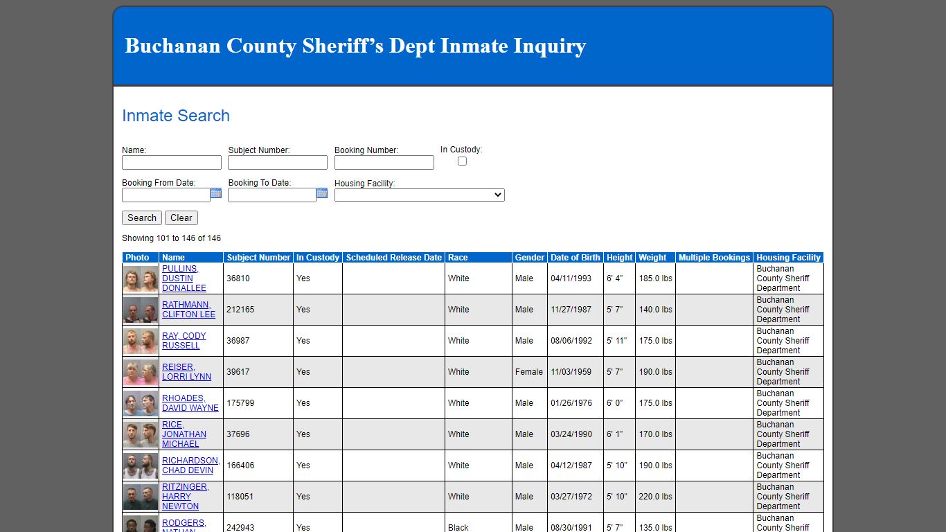 Inmate Search - Buchanan County, Missouri